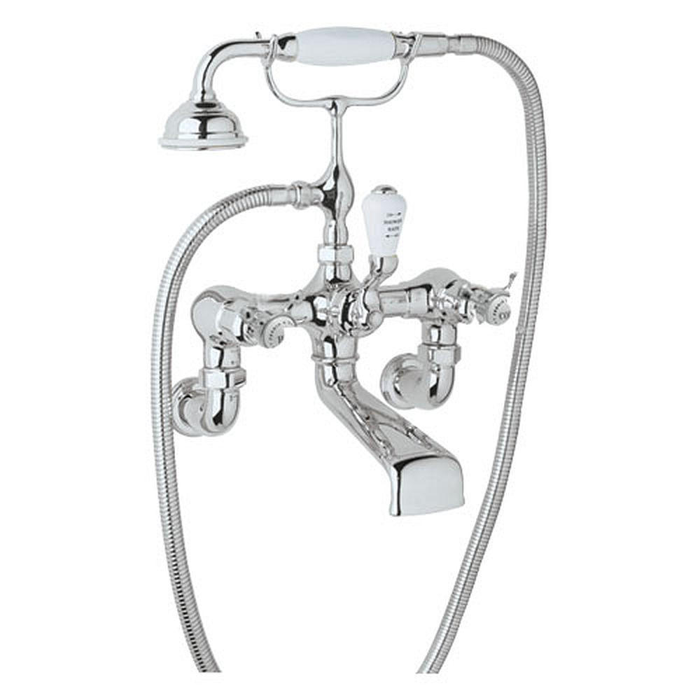 Wall Mount Tub Filler Faucet in Polished Chrome