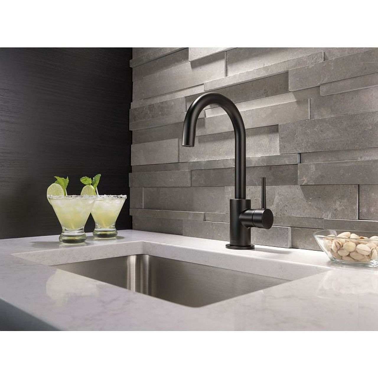 Delta 1959LF-BL Trinsic Single Handle Bar/Prep Faucet in Matte Black