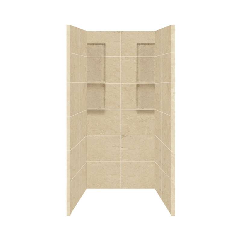 36-in x 36-in x 80-in Solid Surface Shower Wall Trimmable Surround in Almond Sky