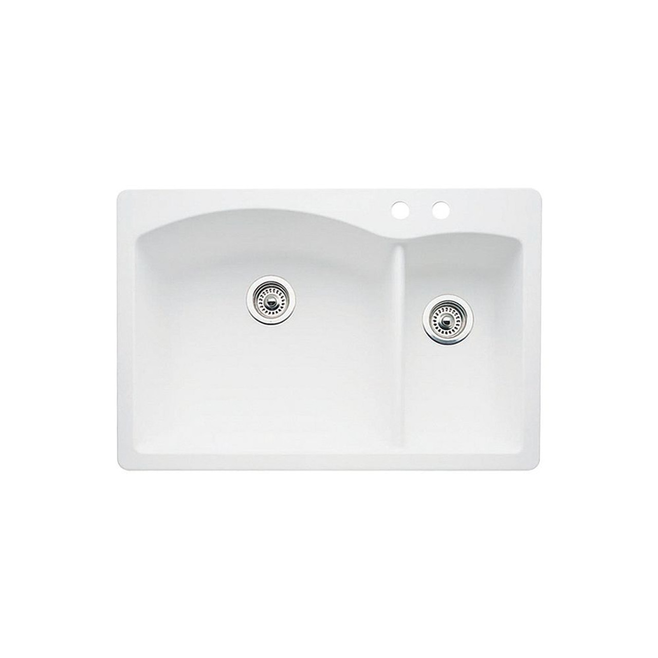 Blanco 440200-2 22-In X 33-In Double-Basin Granite Drop-In Or Undermount 2-Hole Residential Kitchen Sink in White Blanco 440200-2 22-In X 33-In Double-Basin Granite Drop-In Or Undermount 2-Hole Residential Kitchen Sink in White