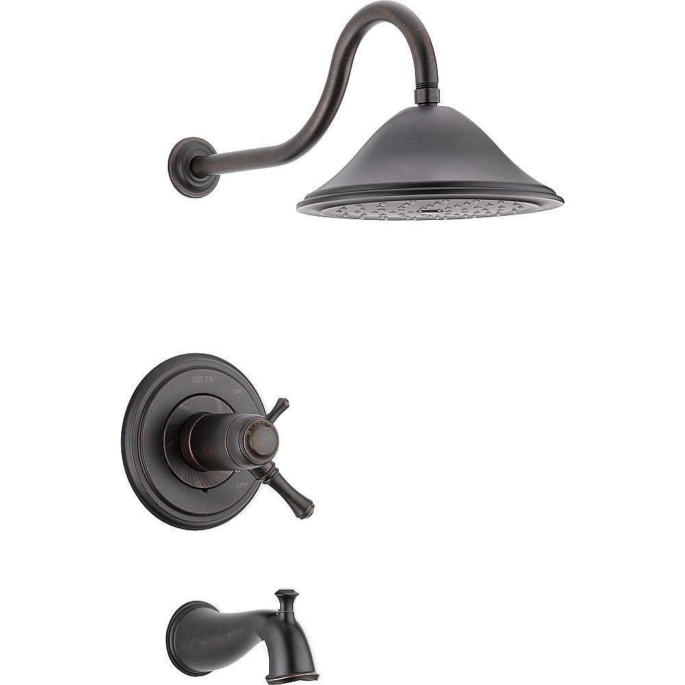 Dual Function Pressure Balanced Thermostatic Bath and Shower Trim with Internal Volumn Control Less Rough-in in Venetian Bronze