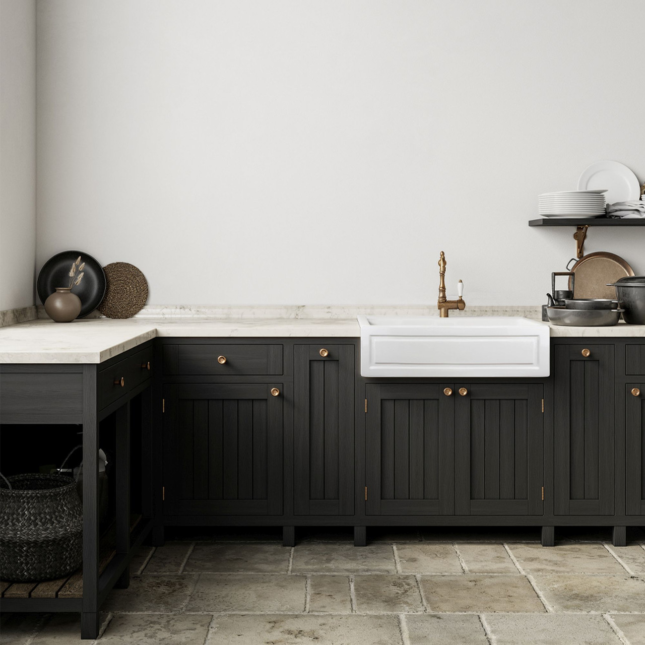 30-in x 20-in x 10-in Super Single Bowl with Reversible (French/Plain) Front, Farmhouse Fireclay Kitchen Sink, Undermount Installation, in White