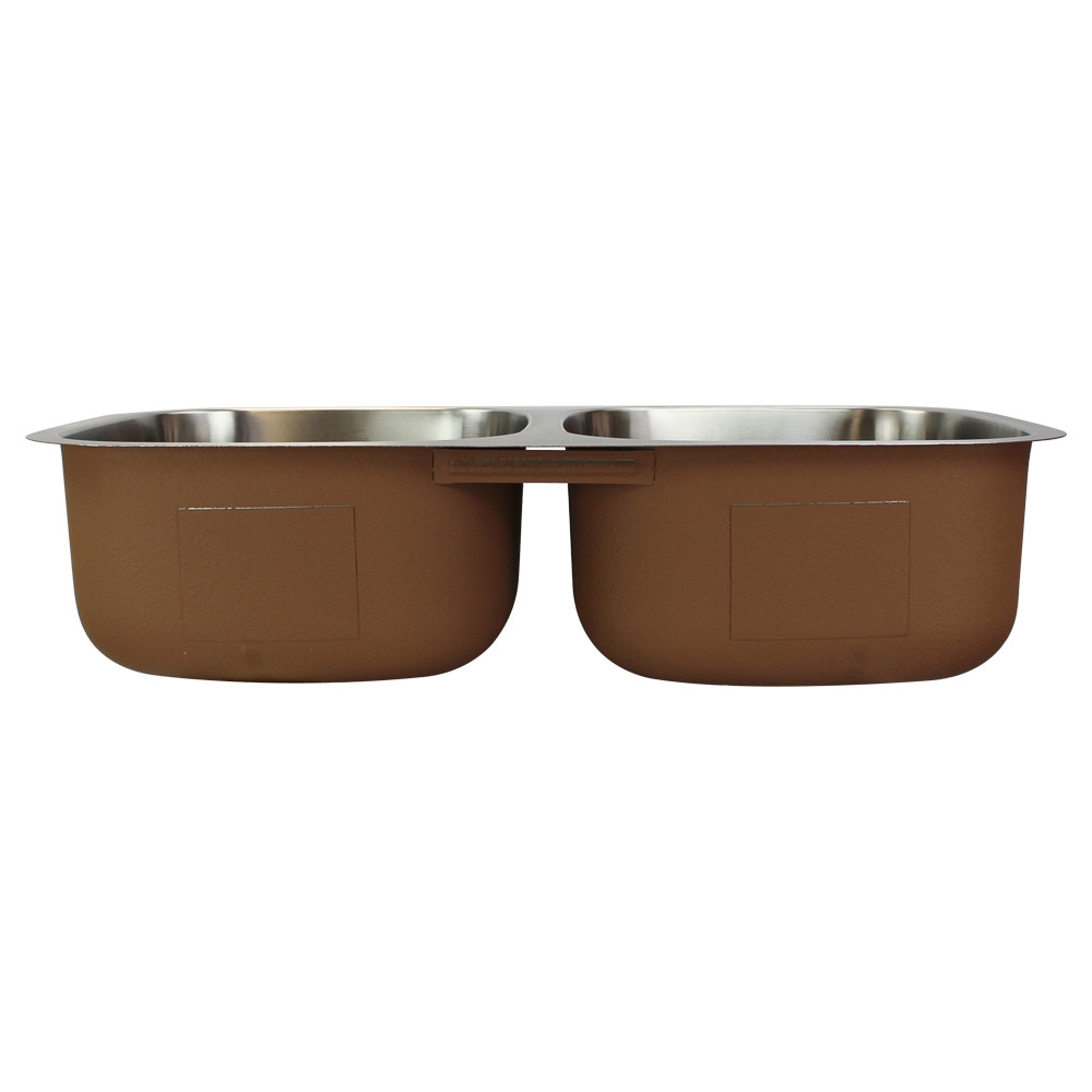 32.375-in x 18.125-in x 8-in 18 Gauge Double Equal Bowls, Undermount Stainless Steel Kitchen Sink