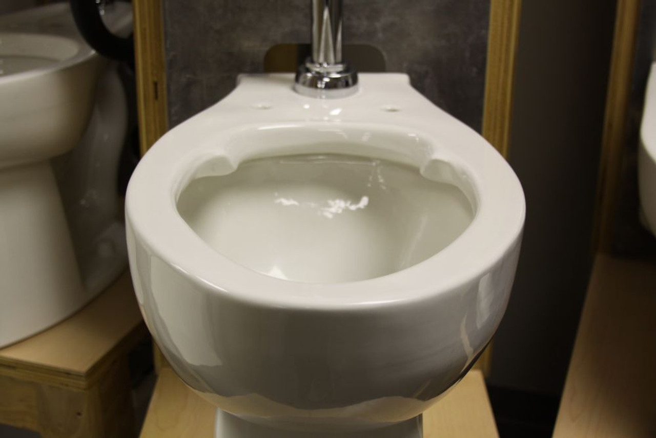 Elongated Bowl Only, with Slotted Rim For Bedpan Holding, Top Spud, in White