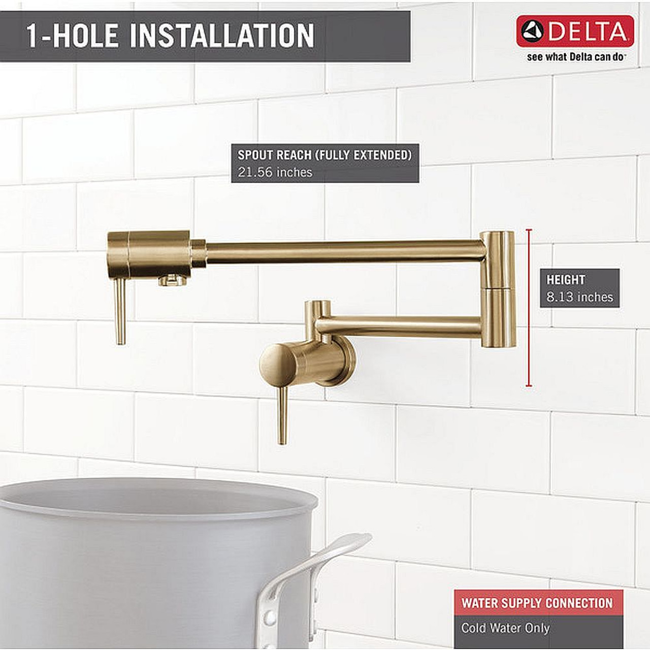 Delta 1165LF-CZ Other Contemporary Wall Mount Pot Filler in Champagne Bronze Finish