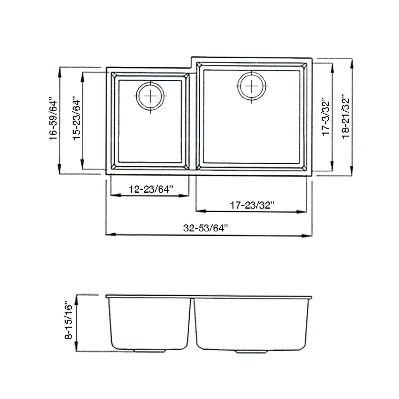 33-in x 18-in x 9-in silQ Granite Kitchen Sink with 1-3/4 Double bowls, Undermount Installation, in Grey