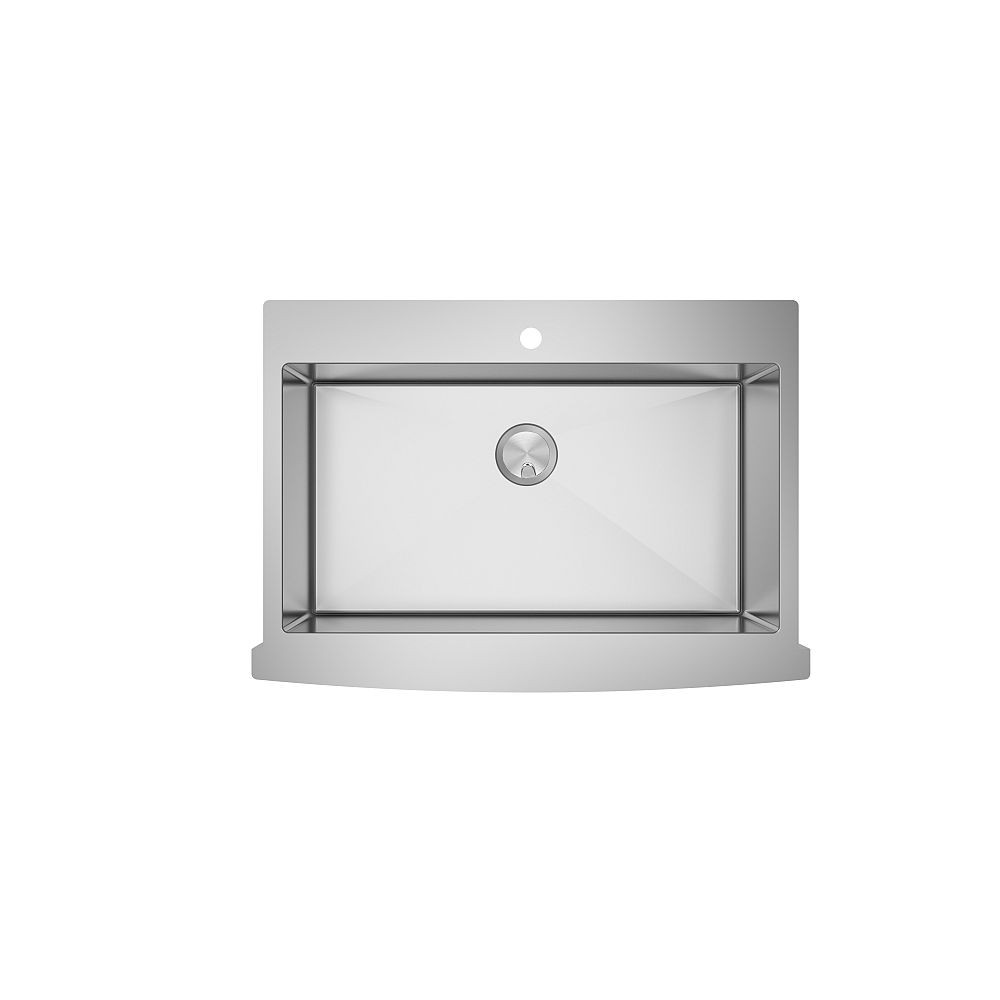 35.75-in x 25.875-in x 10-in 16 Gauge Super Single Bowl, Stainless Steel Kitchen Sink, Micro Edge Dual Mount Installation, with 1 Hole