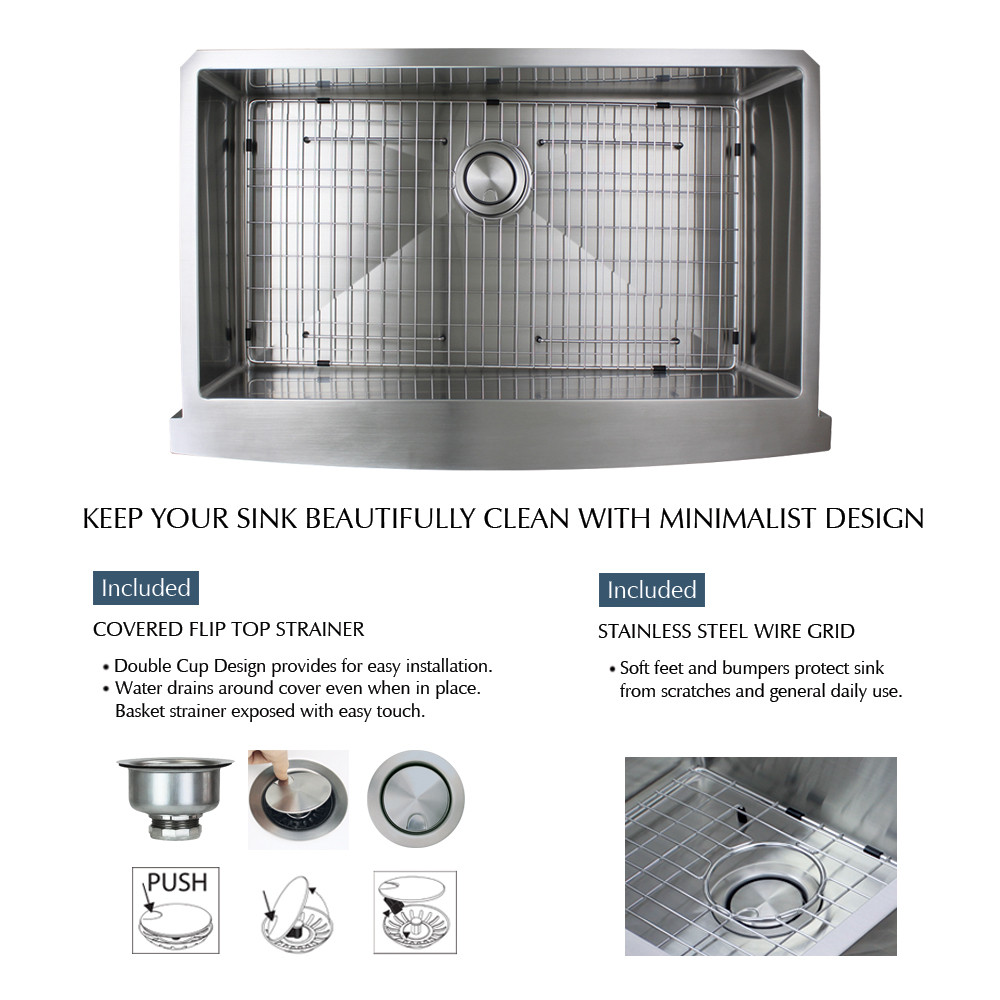 35.875-in x 22-in x 10-in 16 Gauge Super Single Bowl, Farmhouse Stainless Steel Kitchenl Sink, Undermount Installation