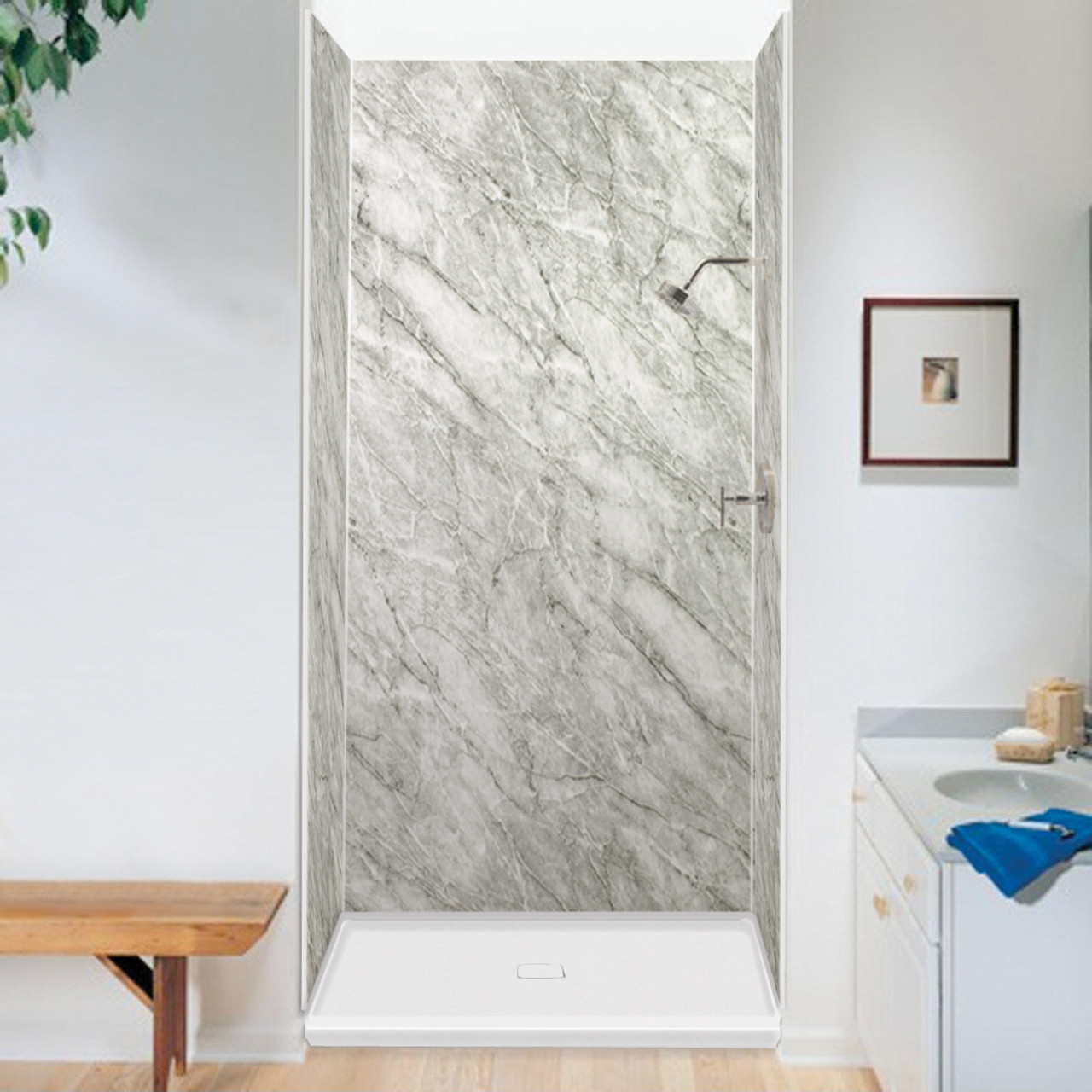 Transolid EWK483696-31 Expressions 36" X 48" X 96" 3-Piece Shower Wall Trimmable Kit, In White