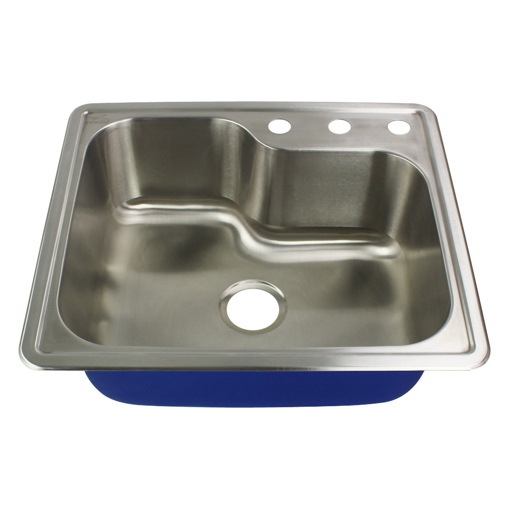 25-in x 22.02-in x 9-in 16 Gauge Single Bowl, Stainless Steel Kitchen Sink, Drop-in Installation with 1-Hole, with Grid, Strainer, Installation Kit