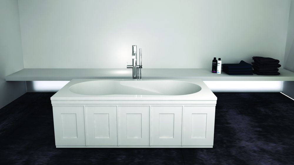 60-in L x 32-in W x 19-in H Resin Stone Drop-in/Undermount Bathtub with end drain, in White