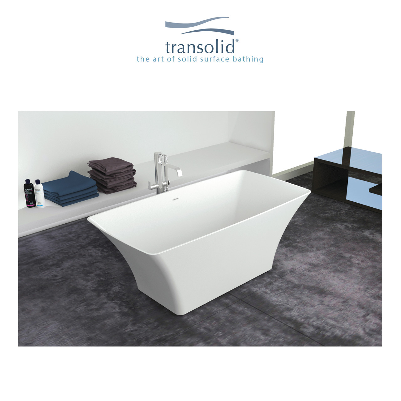 60-in L x 30-in W x 24-in H Resin Stone Freestanding Bathtub with center drain, in White
