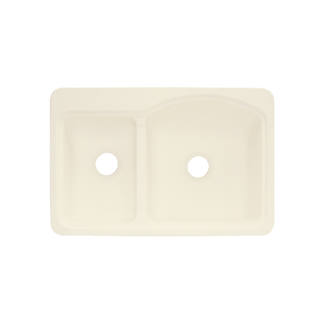 Transolid Cambridge 33in x 22in Solid Surface Drop-in Double Bowl Kitchen Sink, in Almond