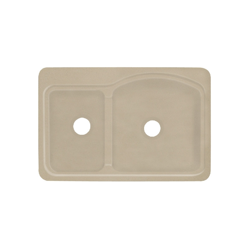 33-in x 22-in Solid Surface Kitchen Sink with Double Offset Bowls, Drop-in Installation, in Matrix Sand