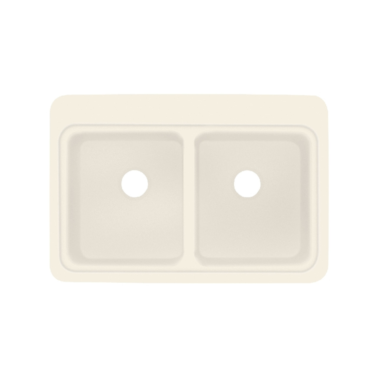 Transolid Charleston 33in x 22in Solid Surface Drop-in Double Bowl Kitchen Sink, in Almond
