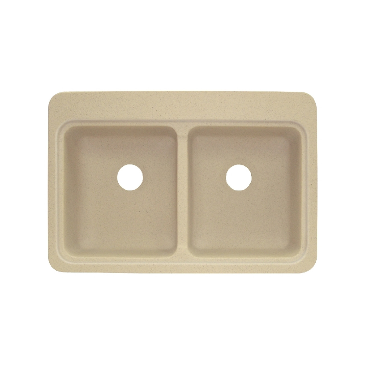 Transolid Charlotte 33in x 22in Solid Surface Drop-in Double Bowl Kitchen Sink, in Matrix Khaki