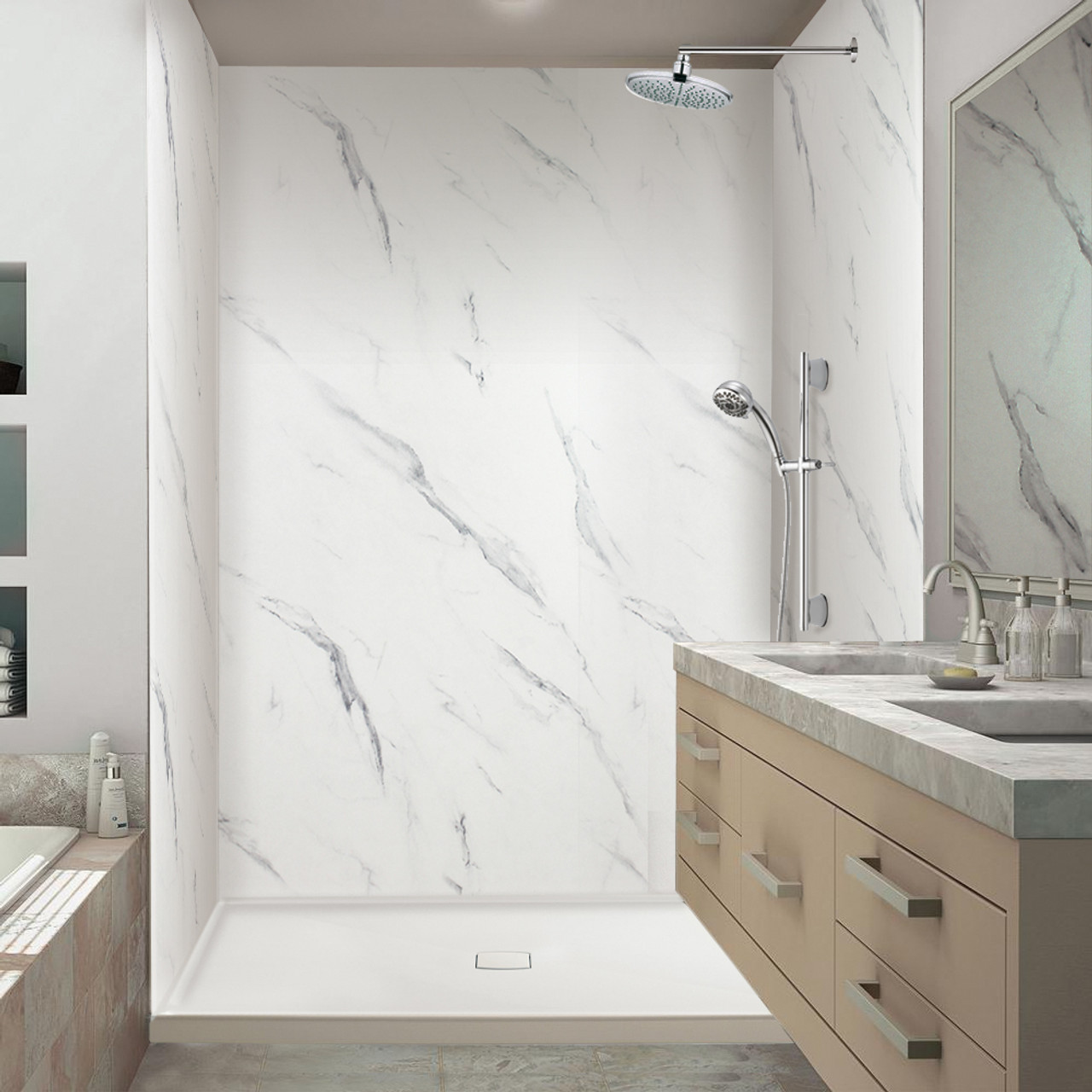 Transolid EWK606096-39 Expressions 60" X 60" X 96" 3-Piece Tub/Shower Wall Kit, In Grey