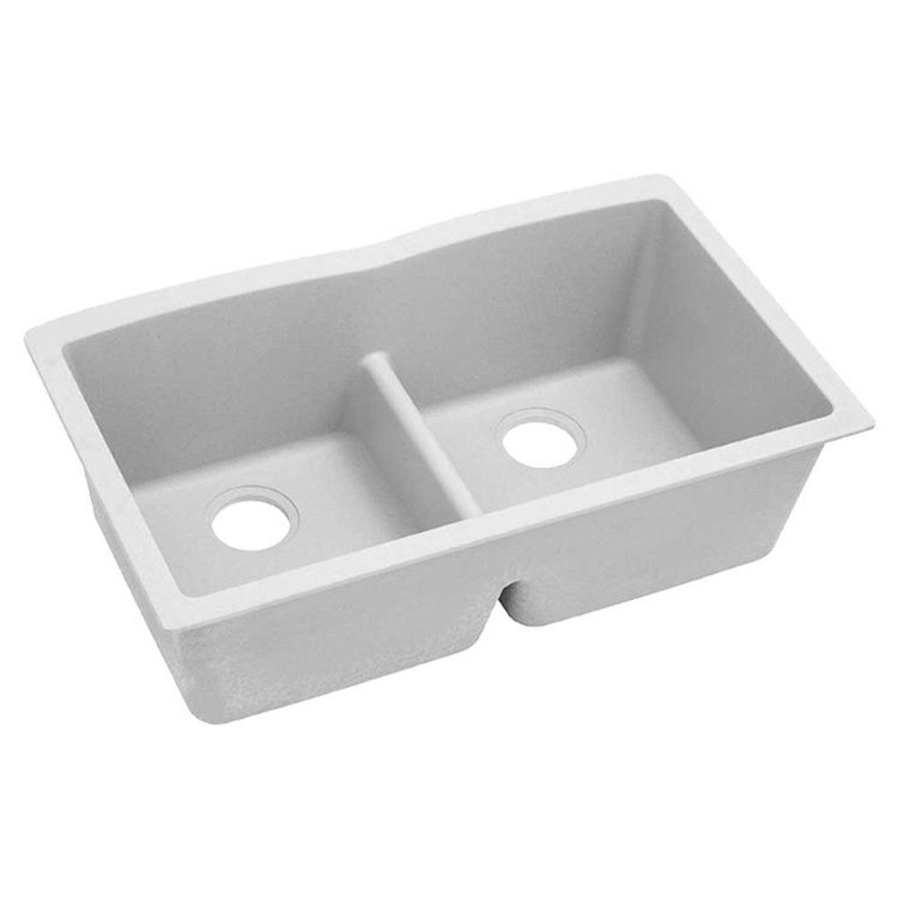 33" x 19" x 10" Quartz Equal Double Bowl Undermount Sink with Aqua Divide in White