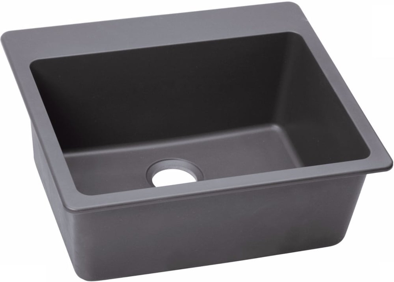 25" x 22" x 9-1/2" Quartz Single Bowl Drop-in Sink in Greystone