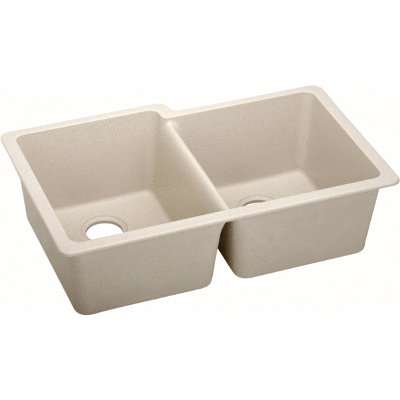 33" x 20-1/2" x 9-1/2" Quartz Offset Double Bowl Undermount Sink in Putty
