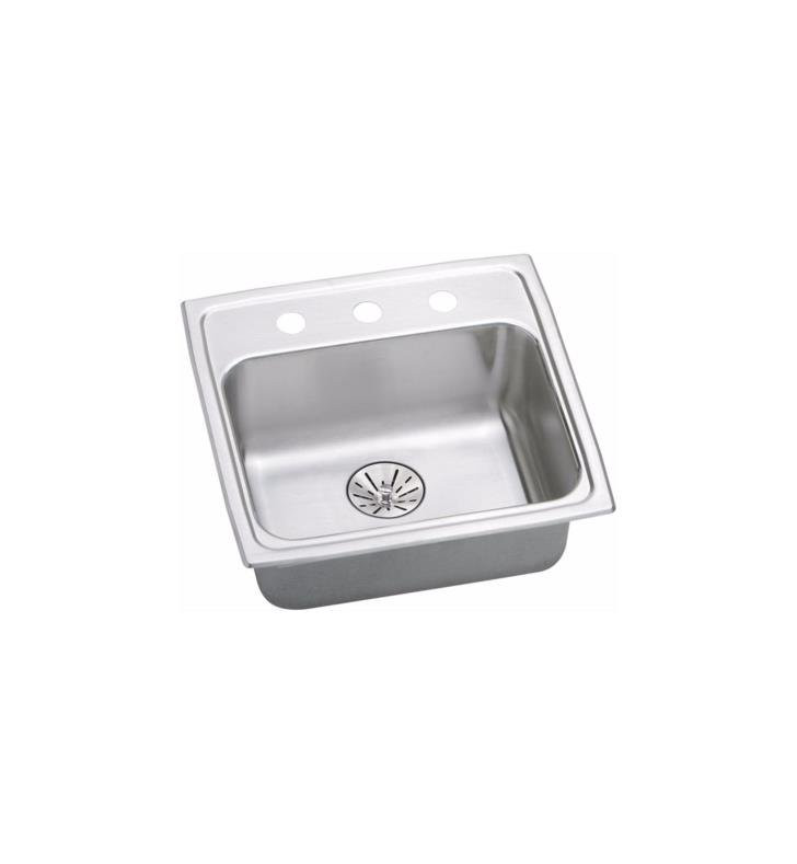 19-1/2" x 19" x 6-1/2" 18 Gauge Stainless Steel Single Bowl Drop-in ADA Sink with Perfect Drain and 3 Faucet Holes in Lustrous Satin