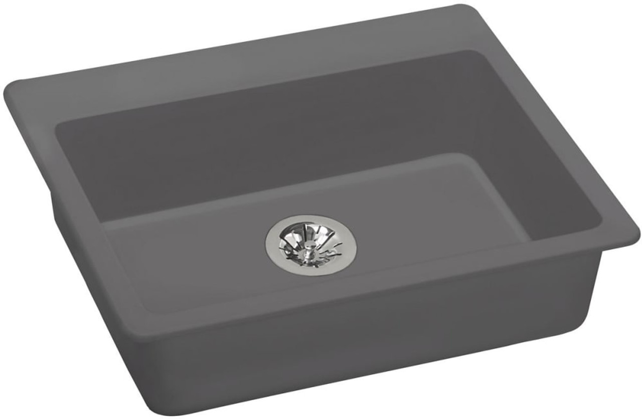25" x 22" x 5-1/2" Quartz Drop-in ADA Sink with Perfect Drain in Greystone
