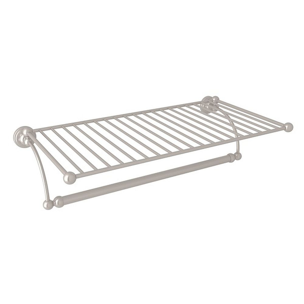 Wall Mount Hotel Style Towel Shelf in Satin Nickel
