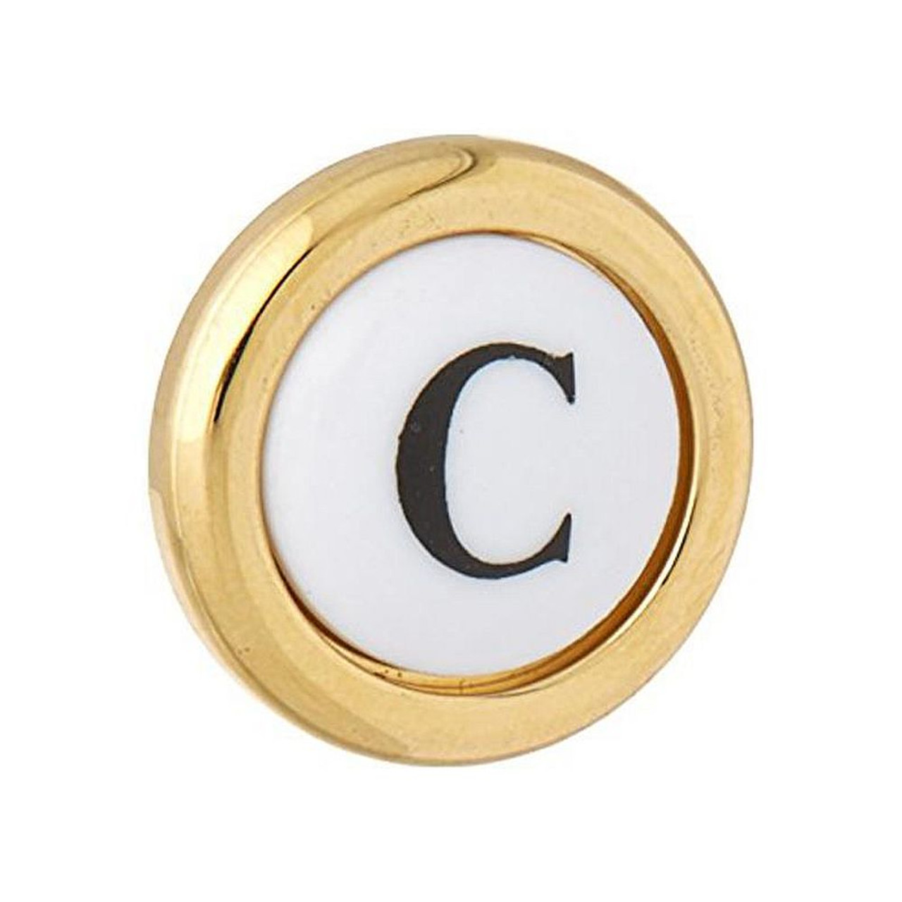 Pressure Fit Porcelain Screw Cover Cap Complete With "C" Letter In Italian Brass