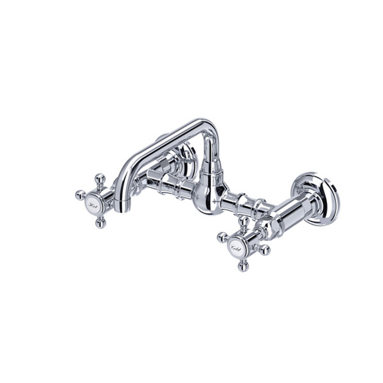 Rohl A1423XMAPC-2 Acqui Wall Mount Bridge Bathroom Faucet with Cross Handle, Polished Chrome