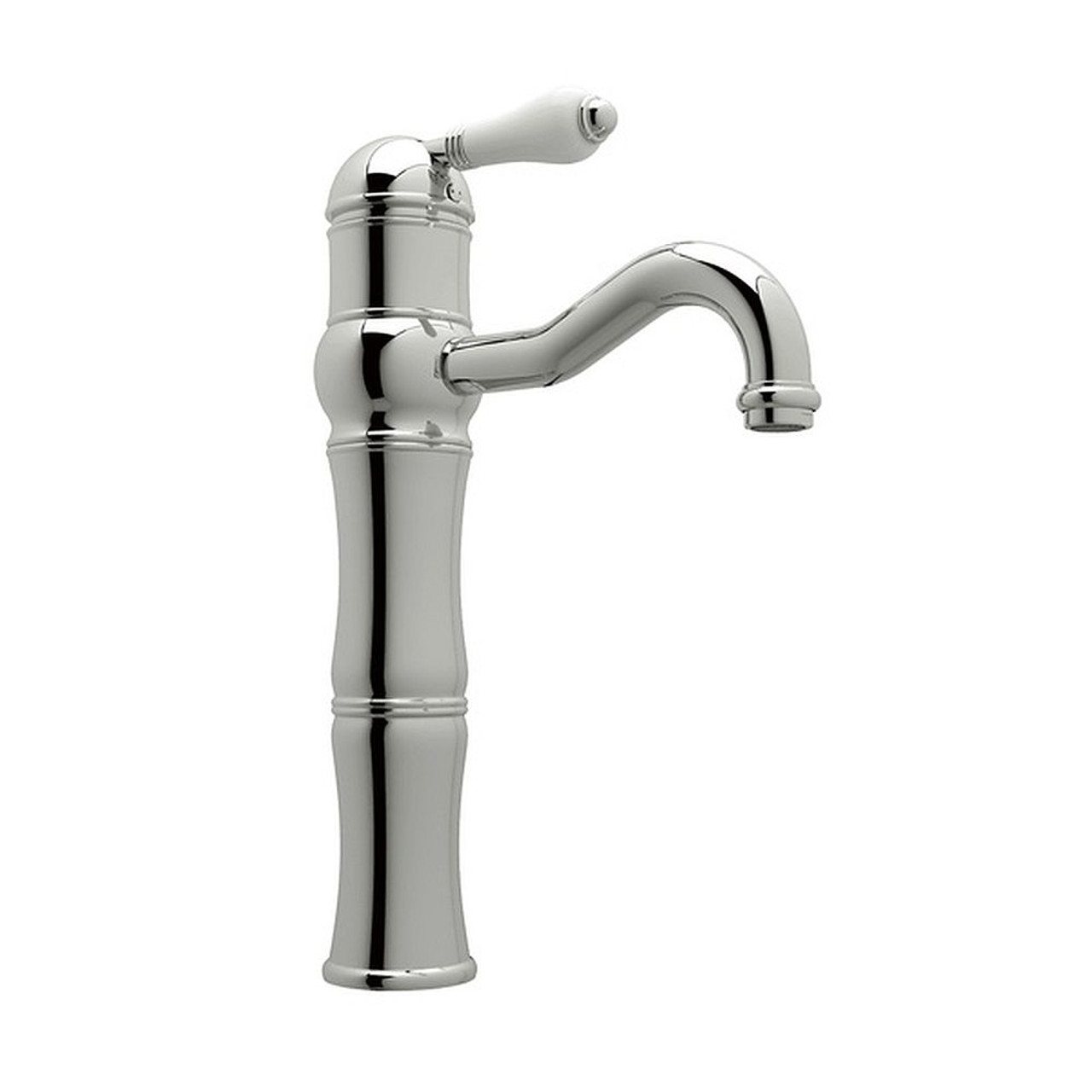 13-1/8" above Counter Single Hole, Single Lever Lavatory Faucet with Porcelain Lever in Polished Nickel 13-1/8" above Counter Single Hole, Single Lever Lavatory Faucet with Porcelain Lever in Polished Nickel