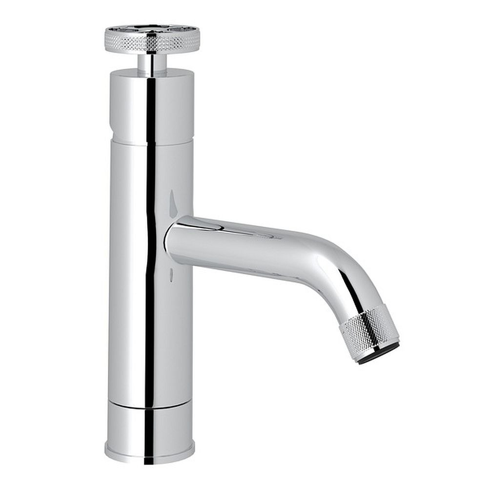 Single Hole Lavatory Faucet with Industrial Metal Wheel in Polished Chrome