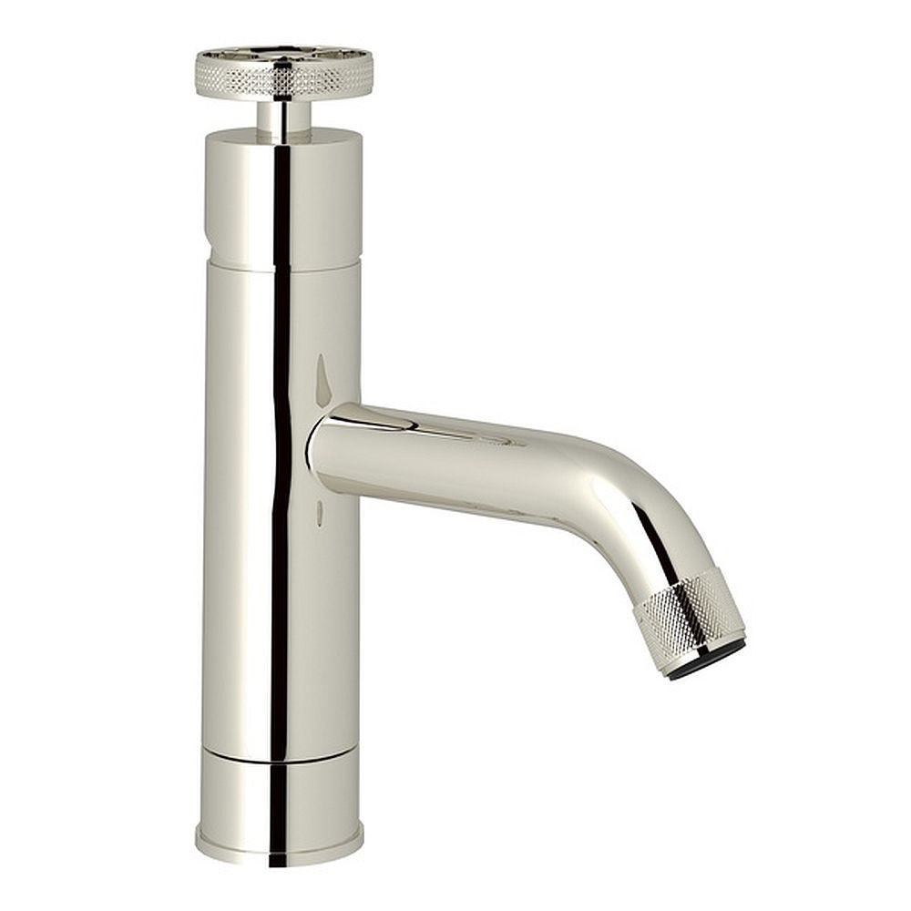 Single Hole Lavatory Faucet with Industrial Metal Wheel in Polished Nickel