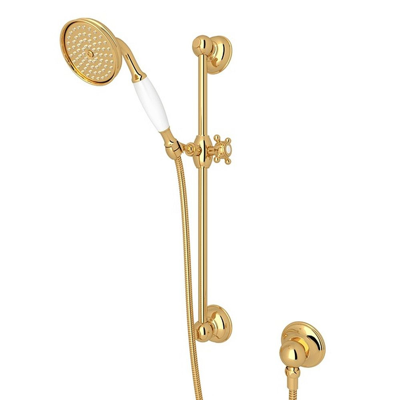 Rohl 1300EIB Single-Function Anti-Cal Handshower/Hose/Bar/Outlet Set in Italian Brass