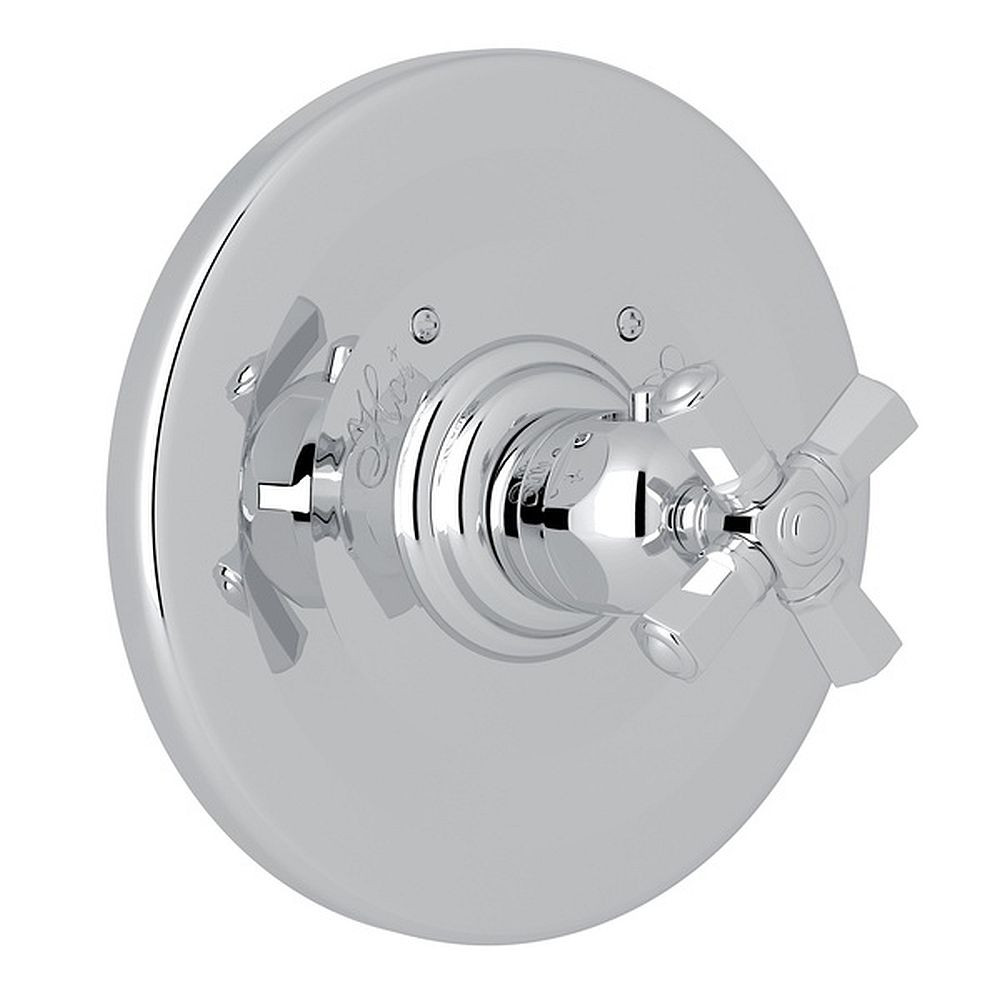 Rohl A4814XMAPC Thermostatic Trim Plate with Cross Handle and without Volume Control in Polished Chrome
