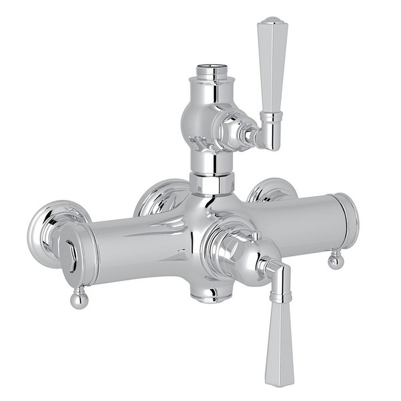 Exposed Thermostatic Valve with Metal Lever in Polished Chrome