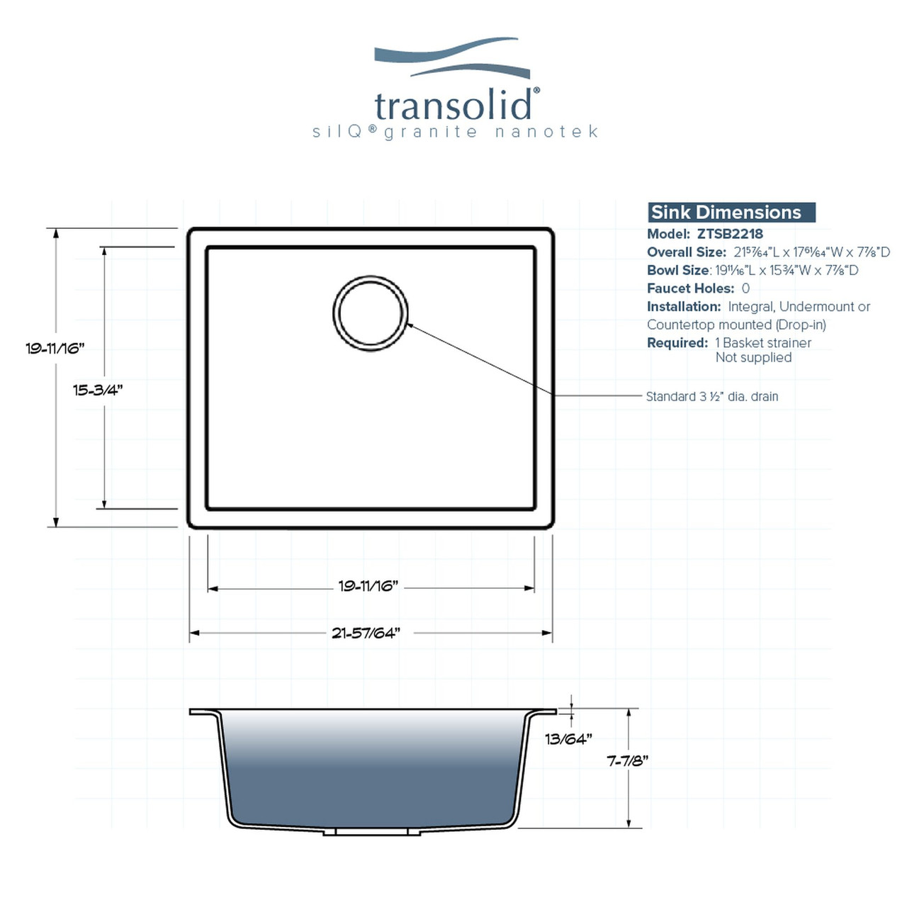 22-in x 18-in x 8-in silQ Granite Kitchen Sink with Single Bowl, Integral, Drop-in, Undermount Installation, with 0 Holes, In Champagne
