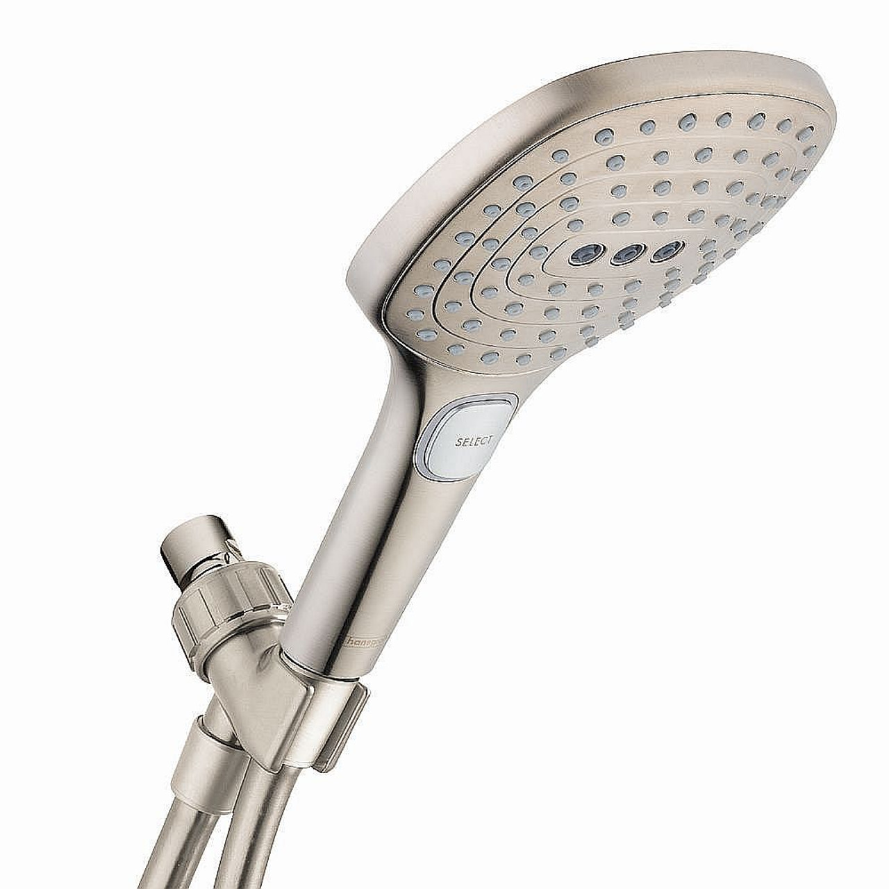 Hansgrohe 04541820 Raindance Select E 2.5 GPM 3-Jet Handshower Set 120, In Brushed Nickel Hansgrohe 04541820 Raindance Select E 2.5 GPM 3-Jet Handshower Set 120, In Brushed Nickel