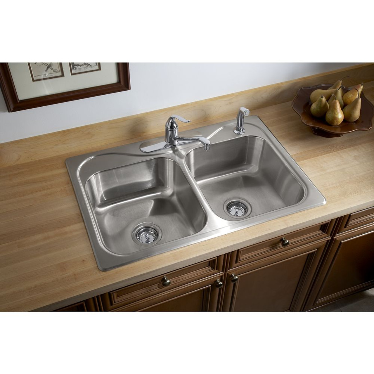Sterling 11402-3-NA 22-in x 33-in x 8-in 3-Holes Top-Mount Double-Equal Kitchen Sink Sterling 11402-3-NA 22-in x 33-in x 8-in 3-Holes Top-Mount Double-Equal Kitchen Sink