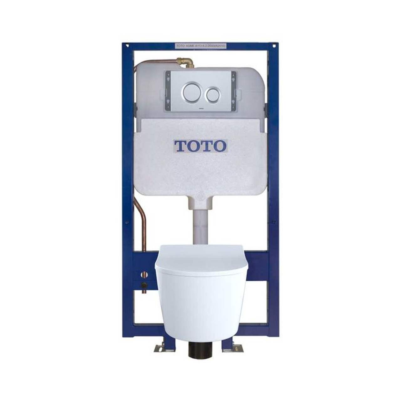 1.28 and 0.9 GPF Wall-Hung One-Piece D-Shape Toilet and In-Wall Tank System with Dual Flush in Matte Silver
