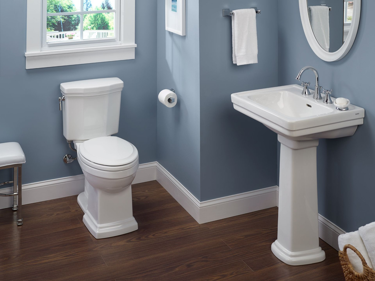 1.28 GPF Two-Piece Elongated Toilet in Cotton 1.28 GPF Two-Piece Elongated Toilet in Cotton