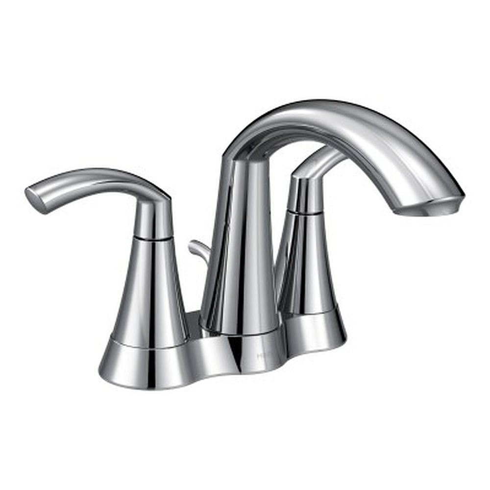 Two-Handle Bathroom Faucet with Metal Pop-Up Drain Assembly
