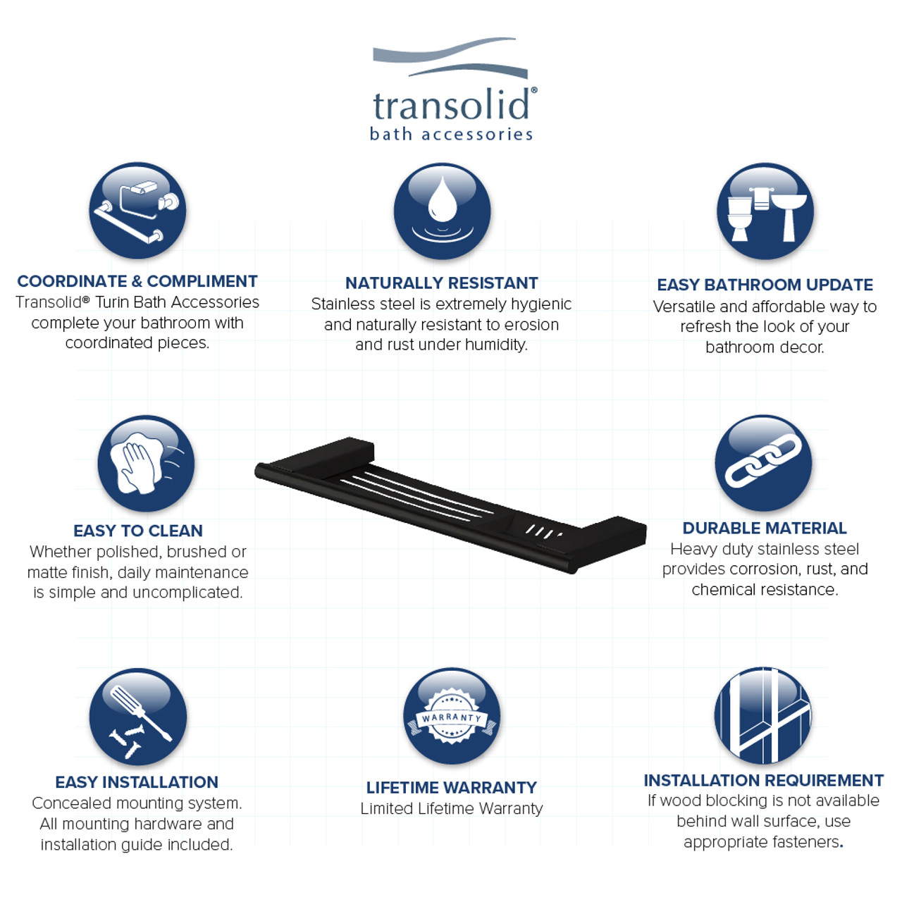 Transolid MSD16-BK Soap Dish, In Black