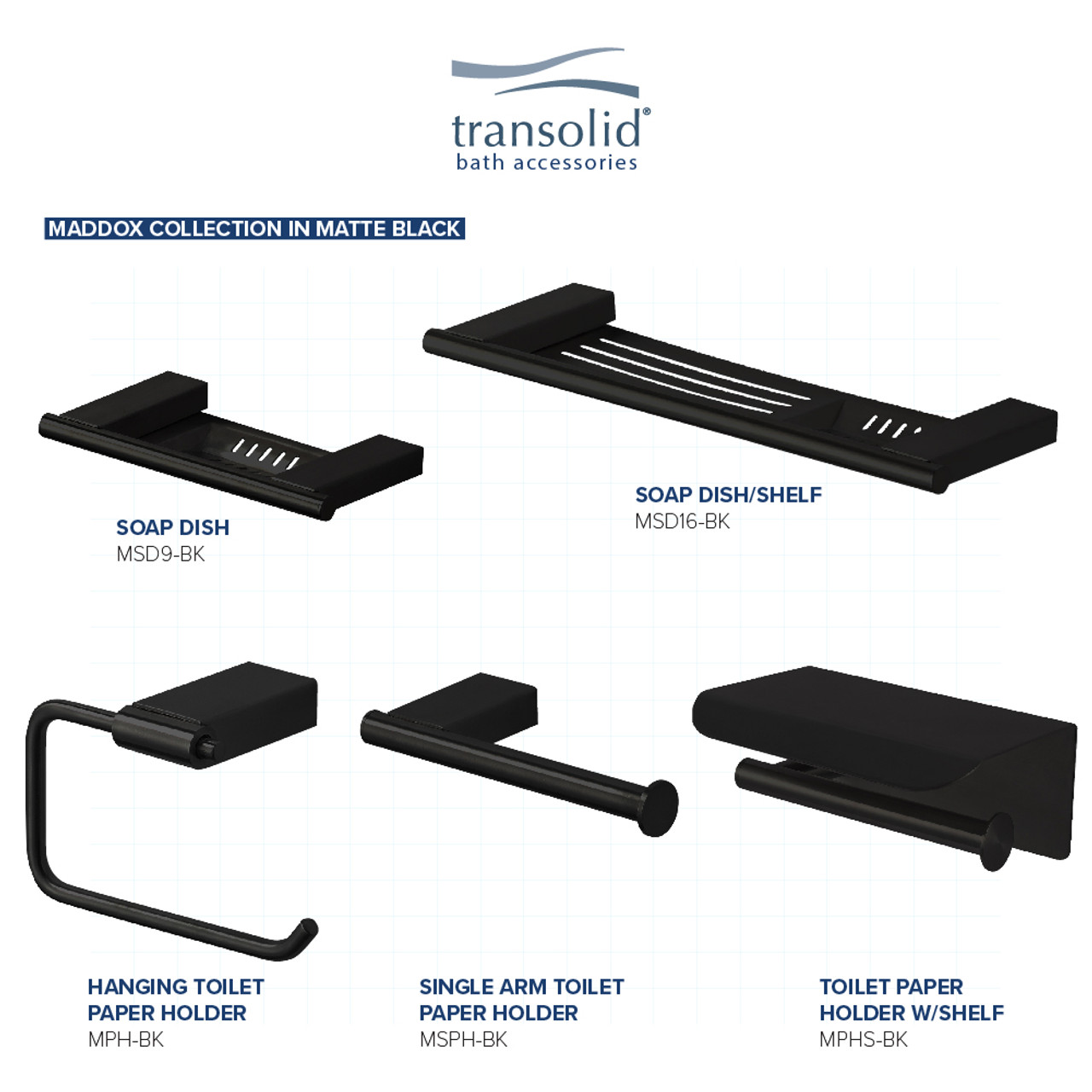 Transolid MSD16-BK Soap Dish, In Black