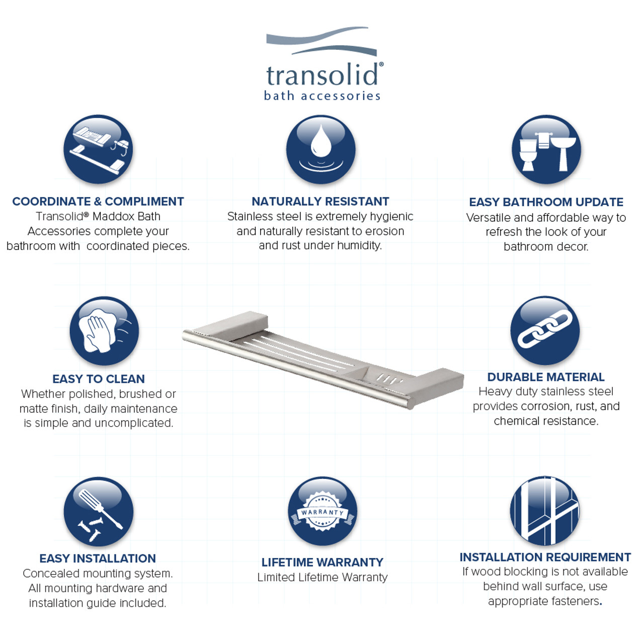 Transolid MSD16-BS Soap Dish, In Brushed Stainless