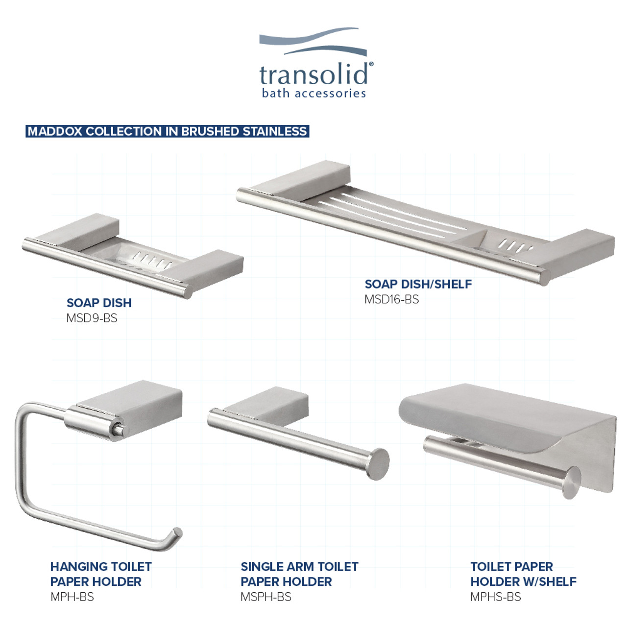Transolid MSD16-BS Soap Dish, In Brushed Stainless