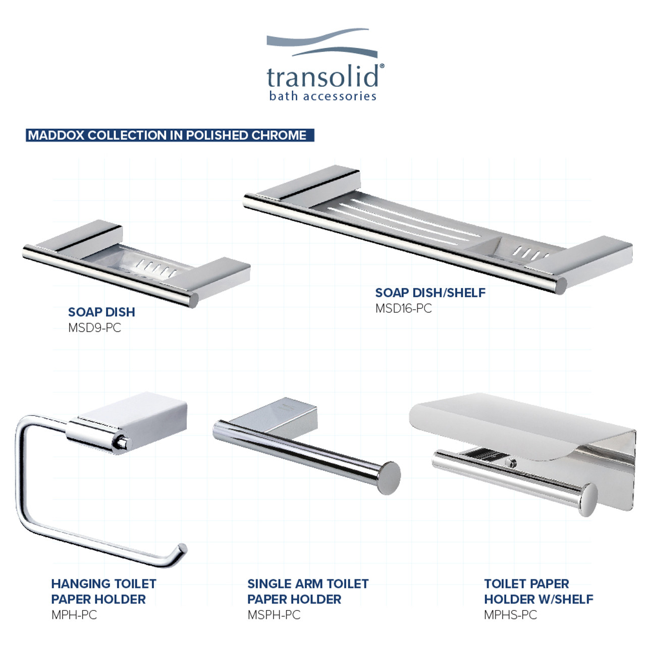 Transolid MSD16-PC Soap Dish, In Polished Chrome