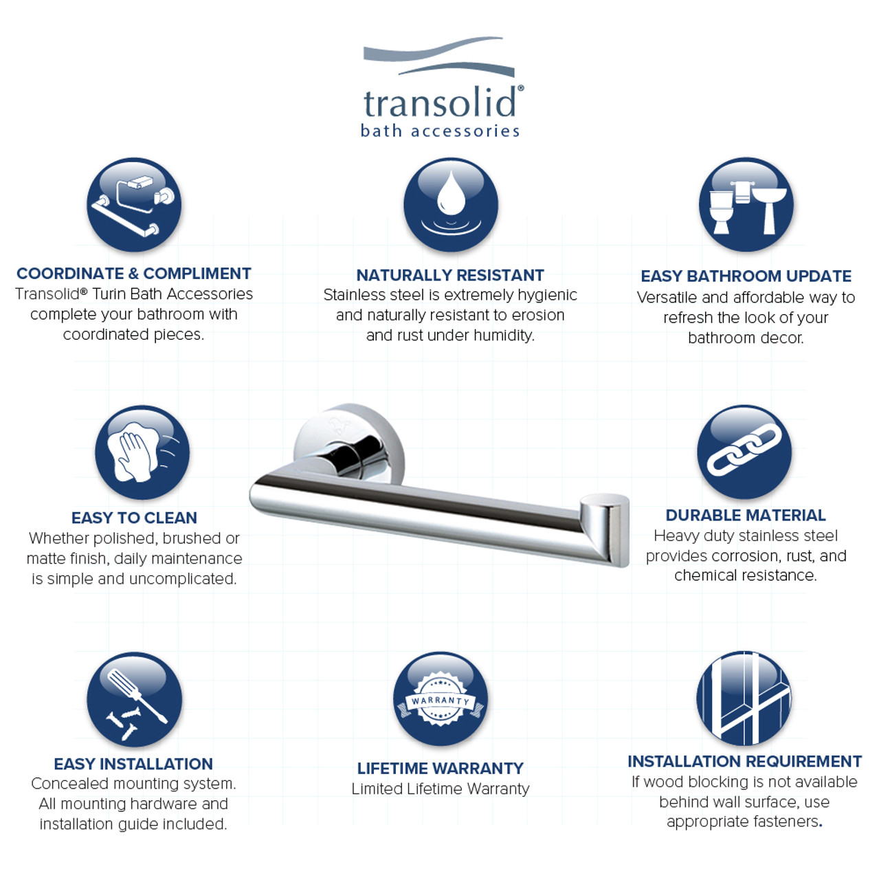 Transolid TPH-PC Paper Holder, In Polished Chrome