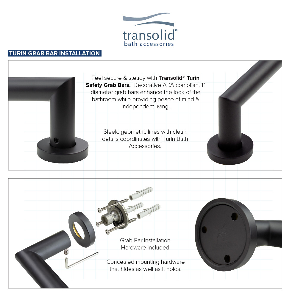 12-inch Grab Bar, In Black