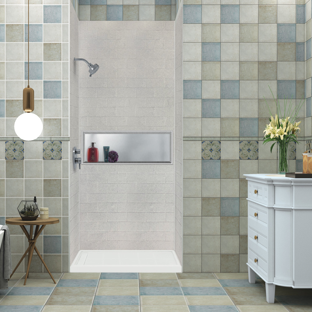 36-In X 48-In X 96-In 3-Piece Shower Wall Trimmable Kit, In Grey Beach