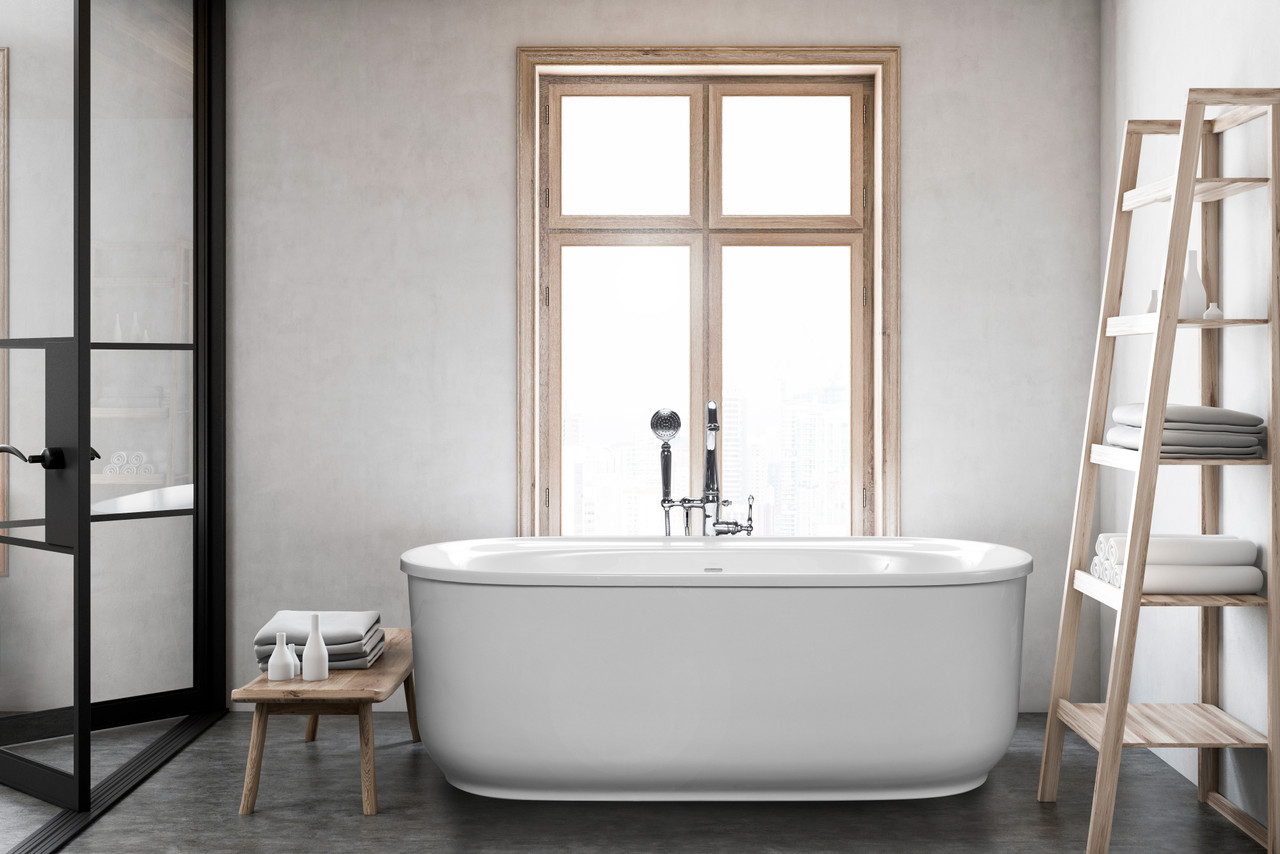 Sterling Spectacle 66"x34" Oval Acrylic Freestanding Bathtub in White Sterling Spectacle 66"x34" Oval Acrylic Freestanding Bathtub in White